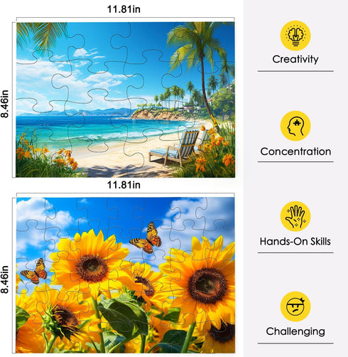 4 Pack (2 x 16 & 2 x 35)Large Piece Puzzles for Seniors, 4 Style Dementia Puzzles for Elderly, Jigsaw Puzzles Gift for Dementia Alzheimer's Produc...