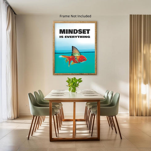 Posterizer 1 pcs-Mindset is Everything-shark goldfish-Motivational & Inspirational Girls room art-Decor for Bedroom, Office- UNFRAMED Wall Art...