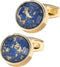 Polyhedral Blue/Black Gemstone Round Cufflinks for Men In Gift Case Golden/Silver Tone Unisex Cufflinks Jewelry Set for Wedding Party Anniversary ...