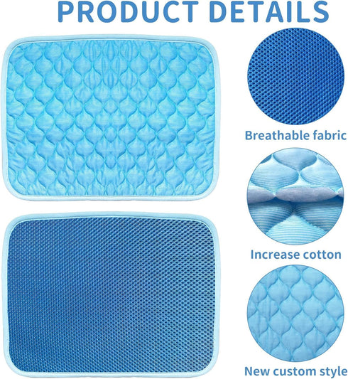 Dog Cooling Mat,Non-Toxic Cooling Pad & Easy Clean,Foldable Pet Cooling Mat,Portable Pet Cooling Mat for Outdoor, Materials Safe, Easy Carry (Blue...