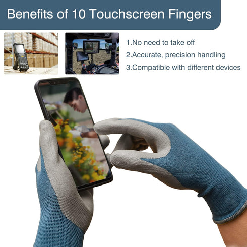 COOLJOB Micro-Foam Nitrile Safety Work Garden Gloves with Touchscreen Fingers, 6 Pairs Lightweight Working Gloves for Men’s Sweaty Hands, Non-slip...