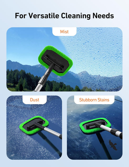 AstroAI Windshield Cleaner, Microfiber car Window Cleaner with 4 Reusable and Washable Microfiber Pads and Extendable Handle Auto Inside Glass Wip...