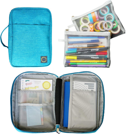 Journal Supplies Storage Case (Teal - Medium) - Custom Travel Organizer Holder for A5 Planner, Pens, Journal Supplies and Accessories (Case Only -...