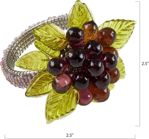 Beaded Napkin Rings With Flower And Leaves (Set of 4)...