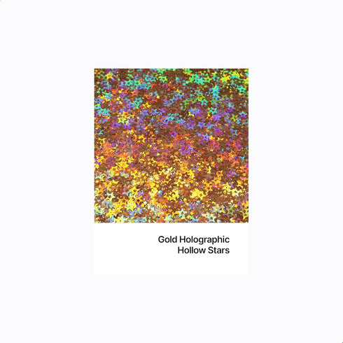 Hemway Craft Glitter - 1/5" 0.2" 5mm - Hollow Star Shaped Glitter, Star, Table, Sequin, Confetti, Nail and Decoration - Gold Holographic - 50g...