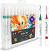 Scribbeo 24 Acrylic Marker Set with Dual Tip, Fine tip - Brush tip markers, Acrylic Markers Paint Pens for Rock Painting, Wood, Canvas, Stone, Gla...