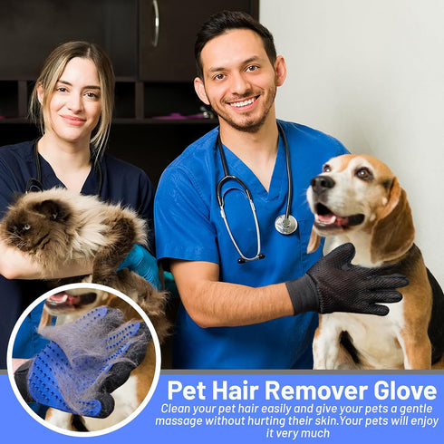 Upgrade Pet Grooming Gloves, Grooming Gloves for Dogs, Cats, Rabbits & Horses with Long and Short Hair, Efficient Pets Hair Remover Mittens - 1 Pa...