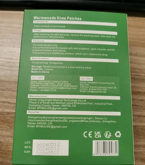 Knee Patches, 100 Count Warming Natural Herbal Plaster Knee Patches, Wormwood Extract Sticker 8 Hours Lasting Reduction Joint Discomfort for Knee,...