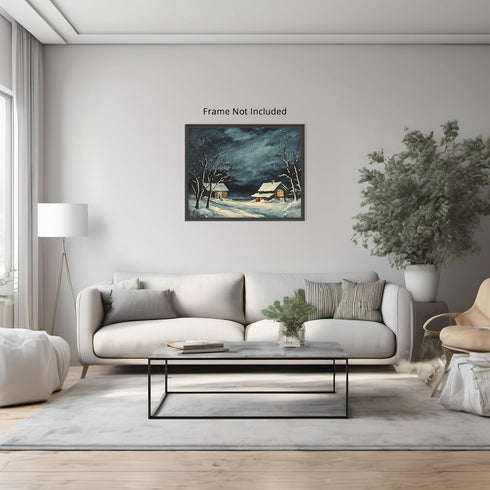 Posterizer 1 pcs-old farm house in snowy winter nature-in oil painting style-13-Landscape & Nature Art-GIft for Men Women Teens-Dining Room Decor-...