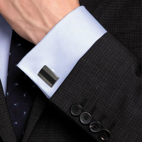 Mr.Van Handcrafted Carbon Fiber Cufflinks Rhodium Plated Cuff Links Set Business Christmas Gift...