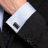 Mr.Van Handcrafted Carbon Fiber Cufflinks Rhodium Plated Cuff Links Set Business Christmas Gift...