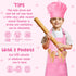 R HORSE Kid Apron and Chef Hat Set 2Pcs Adjustable Children Light Pink Kitchen Apron, Dress up Role Play Chef Toy Cooking Baking Painting and Trai...