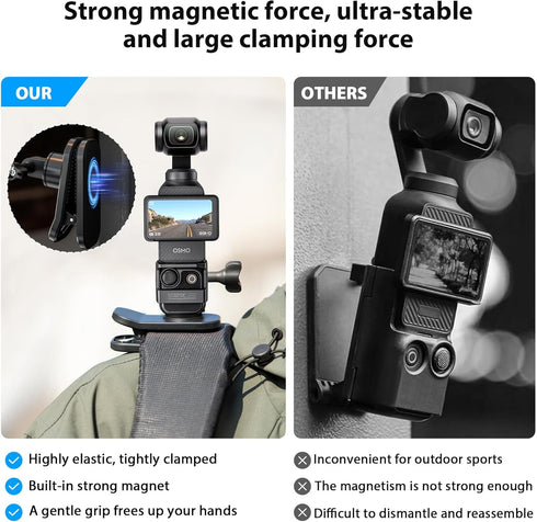STARTRC OSMO Pocket 3 360° Rotation Magnetic Backpack Clip Mount Shoulder Strap Expansion Adapter Accessories for DJI Pocket 3/OSMO Pockt/Action C...