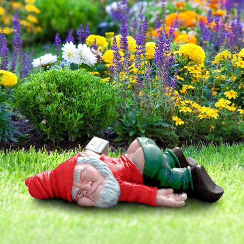 Funny Garden Drunk Gnome Creative Drunken Dwarf Statue Decoration Fairy Garden Accessories for Outdoor Indoor Ornament...