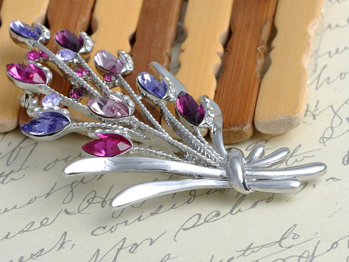 Alilang Multicolored Crystal Rhinestones Flower Floral Bouquet Wedding Banquet Brooch Pin...