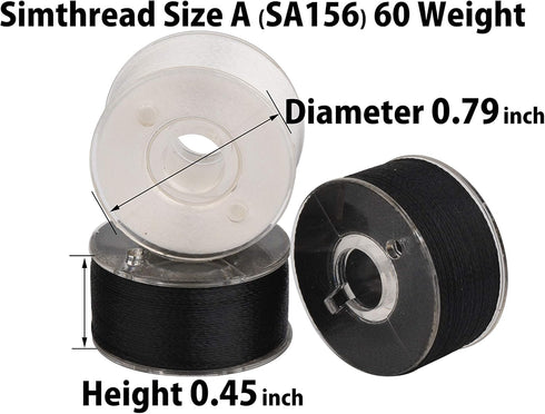 Simthread 25pcs 15White+10Black Prewound Bobbin Thread Size A Class 15 (SA156) 60WT with Clear Storage Plastic Case Box 70D/2 Compatible with Brot...