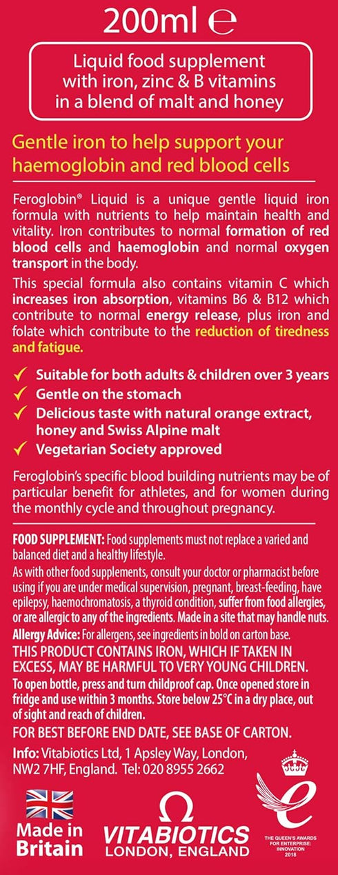 Gentle Iron and Nutrient Liquid - Reduce Tiredness and Fatigue | Maintain Health and Vitality | Natural Iron Source...