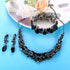 FIASASO Black Bridal Jewelry Set for Women Rhinestone Wedding Necklace Bracelet Dangle Earrings for Bride Bridesmaid Prom Jewelry Accessories...
