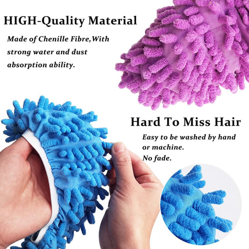 4 Pairs (8 Pieces) Mop Slippers Shoes Cover Dust Duster,Multi Function Reusable Microfiber Dust Mops,Floor Cleaning Shoes for Bathroom,Office,Kitc...