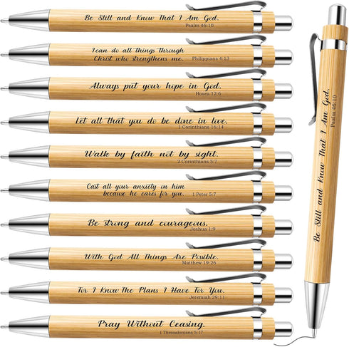 Bible Verse Pens Bamboo Christian Pens Motivational Bible Wisdom Stylus 1 mm Scripture Motivational Quotes Ballpoint Pen Inspirational Pen Bulk fo...
