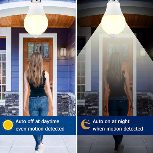 Motion Sensor Light Bulbs - 9W (60W Equivalent) E26 Motion Activated LED Light Bulb 3000K Warm White Dusk to Dawn Security Bulb Auto On Off Indoor...