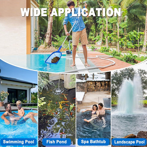 Swimming Pool Skimmer Net, Pool Net with 3 Pole Sections, 10.6" x 48.8" Pool Skimmer Net with Ultra Fine Mesh Net, Telescopic Aluminum Pole, Leaf ...