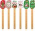 6 Pieces Christmas Silicone Spatula Xmas Cake Spatula with Wooden Handle Snowmen Pancake Spatula Cute Pan Scraper Xmas Dish Scraper Cooking Spatul...