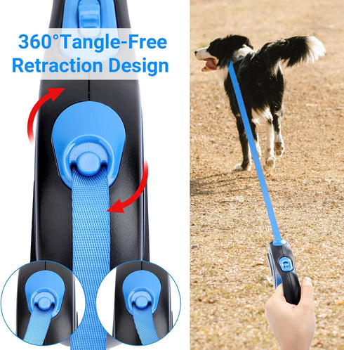 Segarty Dog Leash Retractable, 16ft Heavy Duty Walking Dog Leash for Medium Small Dogs up to 44lb, Anti-slip Handle 360°Tangle-free Nylon Tape, On...
