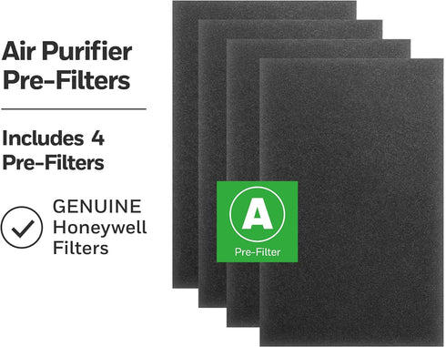 Honeywell HRF-A100 Air Purifier Pre Kit Filter, 4-Pack - Allergen Air Filter Targets Dust, VOC, Pet, Kitchen, and Wildfire/Smoke Odors...