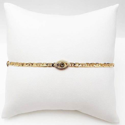 LESLIE BOULES Elegant 18K Gold-Plated Evil Eye Anklet - 10 Inches, Modern & Protective Jewelry Gift...
