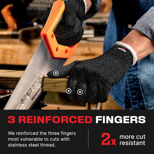 NoCry Cut Resistant Work Gloves for Women and Men, with Reinforced Fingers; Comfortable, 100% Food Grade Kitchen Cooking Gloves; Ambidextrous Safe...