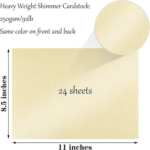 Gondiane OffWhite Shimmer Paper,24 sheets Pearlized Coating Cardstock Paper 8.5 x 11 Inches for DIY Cards, Invitations,Scrapbooking,Certificates a...