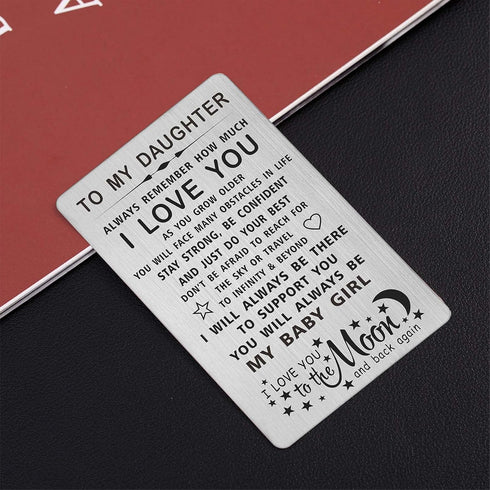 TANWIH Daughter I Love You Gifts Engraved Wallet Card, You Will Always Be My Baby Girl, To My Daughter Birthday Graduation Christmas Wedding Gifts...