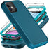 for iphone 11 Case, Military Grade 3 in 1 Heavy Duty Shockproof/Drop Proof/Dust Proof Case with 2Pcs Tempered Glass Screen Protector (Blue/Turquoi...