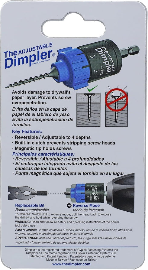 Adjustable DIMPLER ® Drywall Bit - Perfect for Converting Electric and Impact Drills into a Drywall and Deck Screw Gun holds the screw with a Powe...
