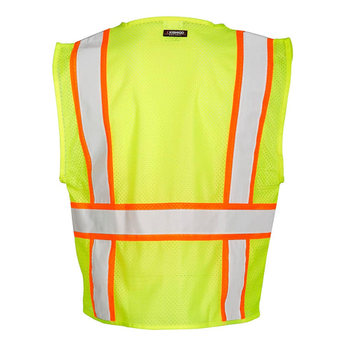 Kishigo All Mesh Contrast Unisex Reflective Safety Vest 1195, ANSI Type R / Class 2 Compliant, 6 Pockets - Pencil & Radio Pockets, Zipper Front, S...