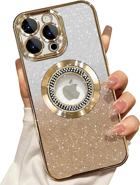 Misscase for iPhone 15 Pro Max Magnetic Glitter Case Compatible with MagSafe,Full Protection Slim Shockproof Anti-Scratch Case with Camera Lens Pr...
