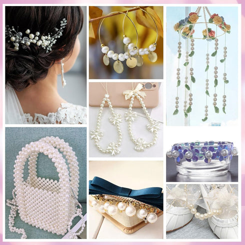 TOAOB 200pcs Pearl Beads for Jewelry Making 6mm White Craft Pearl Beads Glass Loose Beads for DIY Bracelets Necklaces Earrings Home Decoration and...