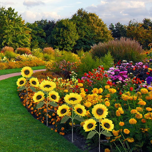 Solar Sunflower Lights, 800mA Solar Garden Light with Real Looking Flowers Outdoor Waterproof Solar Stake Lights for Back Yard, Flower Bed, Pathwa...