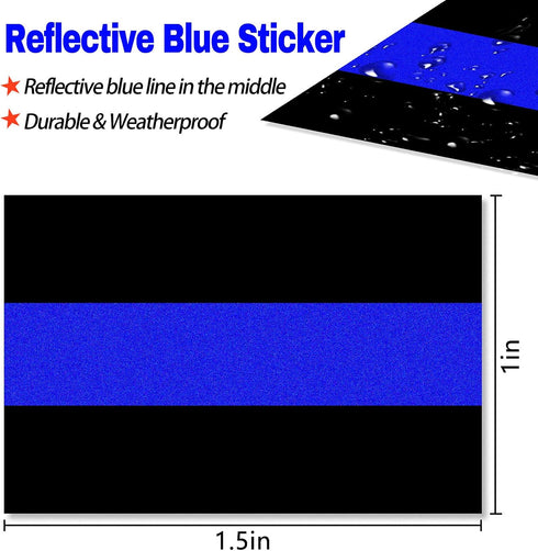 10 Pack Reflective License Plate Stickers (1.5" x 1") Police Thin Blue Line Vinyl Decal Stickers Honoring Police Law Enforcement Vinyl Window Lapt...