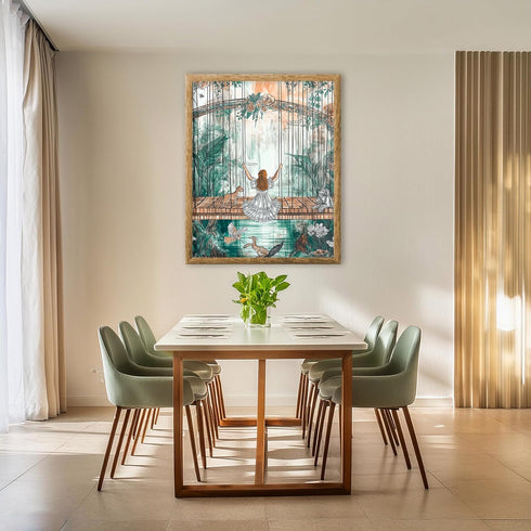 Posterizer 1 pcs-whimsical magical delicate enchanting forest scene 1-Fantasy & Fiction Art-Kids Room Art-Decor for nursery toddlers kids room- un...