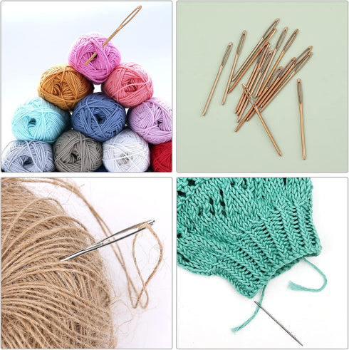 16pcs Large-Eye Blunt Needles, 7cm/2.75inch Yarn Knitting Needles Tapestry Sewing Needles Wool Hand Metal Sewing Knitting Needles for Crochet Proj...