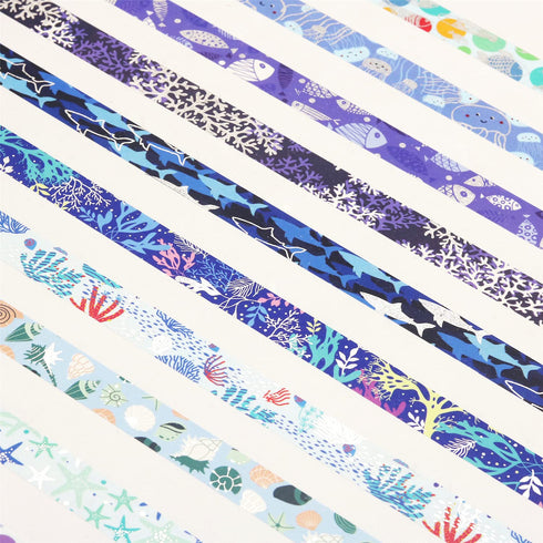 YUBX Ocean Blue Washi Tape Set 10 Rolls Silver Foil Print Decorative Masking Tapes for Arts, DIY Crafts, Journals, Planners, Scrapbook, Wrapping (...