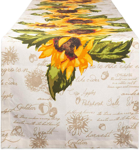 DII Table Top Décor Collection Spring & Summer Table Runner, 14x108, Rustic Sunflowers Print...