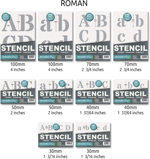 Dovetails Vintage Letter Stencil 4 inch Tall Roman Style Capital Letters and Symbols...