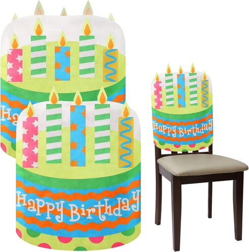Tegeme Birthday Chair Cover 2 Pieces Kids Chair Cover Classroom Seat Decorations for Party Home School Office(Blue)...