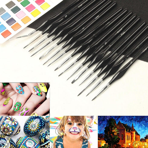 Micro Detail Paint Brush Set, 15pcs Miniature Fine Paint Brushes for Acrylic Painting, Small Paint Brushes for Watercolor, Oil, Face, Nail, Models...
