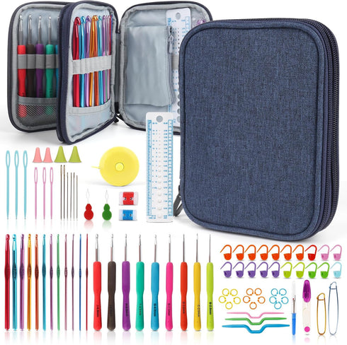 Katech 85-Piece Crochet Hooks Set, Crochet Hook Kit with Storage Case, Ergonomic Knitting Needles Weave Yarn Kits DIY Hand Knitting Craft Art Tool...