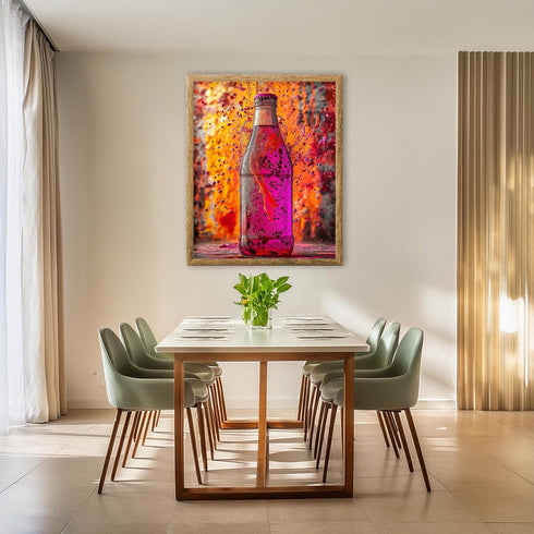 Posterizer 1 pcs-soda bottle and color splashes-vibrant food and drinks poster -3-Kitchen & Bar Art Gift for Men Women Entrepreneur Teens- unfram...