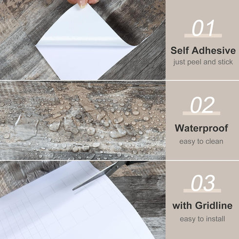Gray Shiplap Wood Wallpaper Peel and Stick Rustic Grey Wood Plank Contact Paper for Countertops Cabinets Waterproof Removable Vinyl Wood Panel Wal...